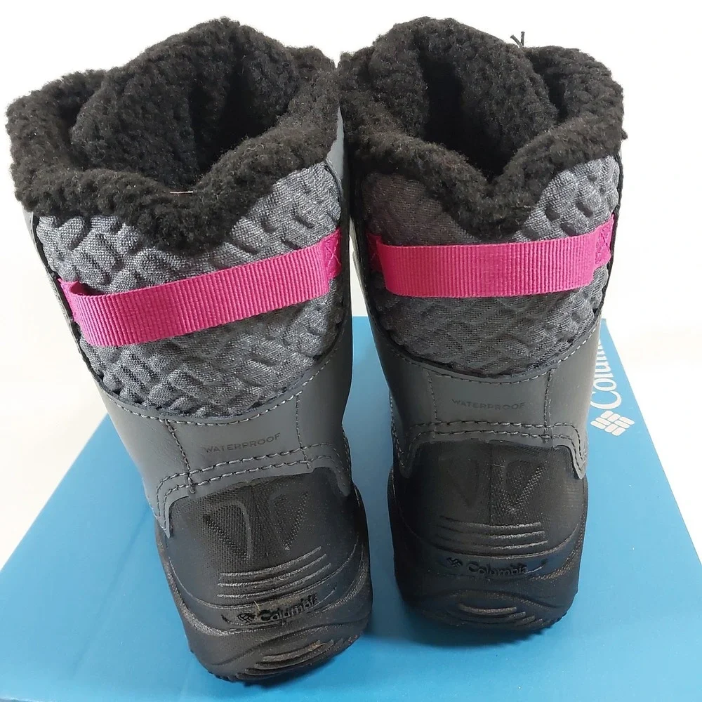 Columbia Youth Snow Boots Waterproof Winter Gray Pink Black Size 6 Bugaboot‎
